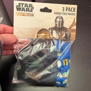 NWT Disney Star Wars Mandalorian Kids Face Masks - Black, Blue, Green